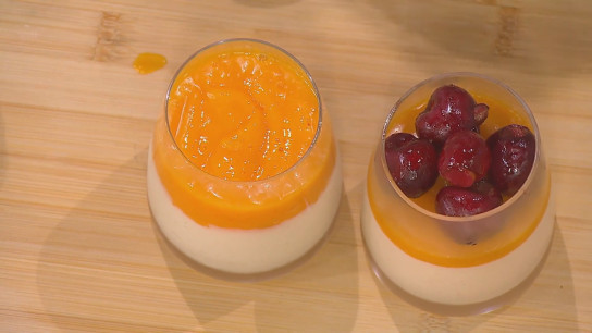 Budino di riso con ciliege e mango