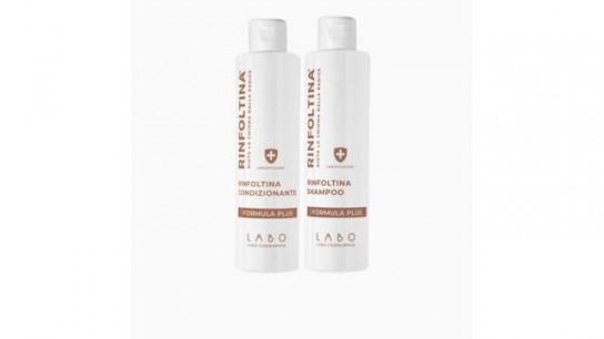 Rinfoltina® Plus
Kit Rinfoltina Plus:
shampoo (200 ml)
e balsamo (200 ml)